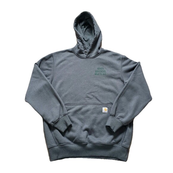 Carhartt Rain Defender Wag's Bros Meats Sz Medium Loose Fit Mens Gray Hoodie - Picture 1 of 8
